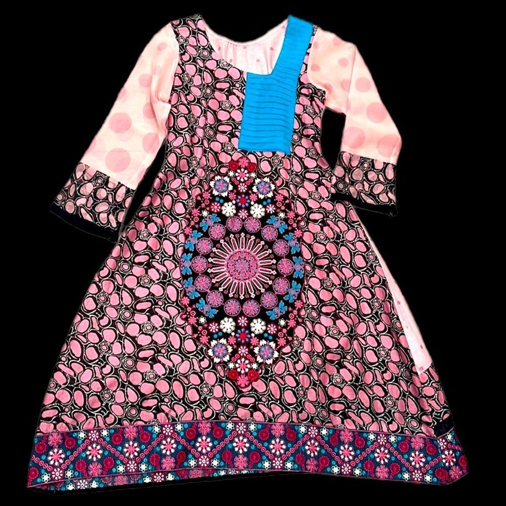 Indie Salwar Polka Dot and Embroidered Dress